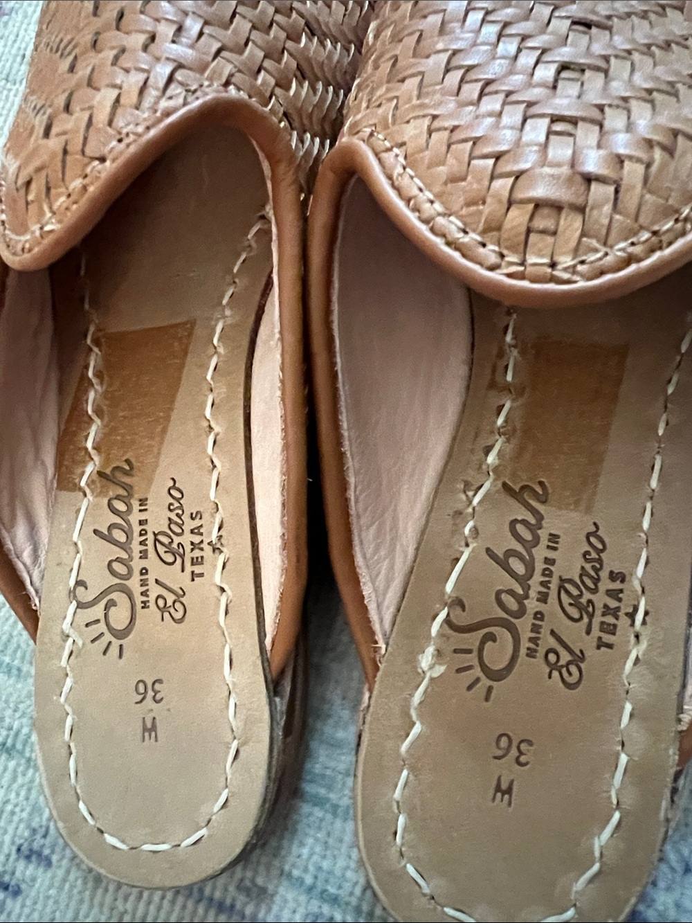 Sabah Woven Slip-On Mules in Cognac - Picture 2 of 5